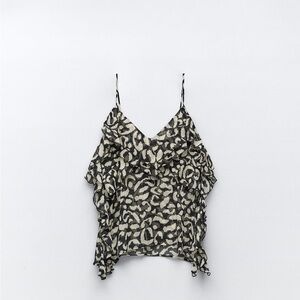 Zara black and white frilly tank blouse- worn once